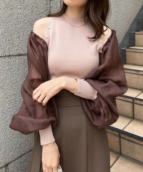 one after another NICE CLAUP（ワンアフターアナザーナイスクラップ）の「肌見せができるシアーボレロインナーセット（アンサンブル・レディース・アイボリー/ブラック/ブラウン系・FREE）」の20枚目の写真