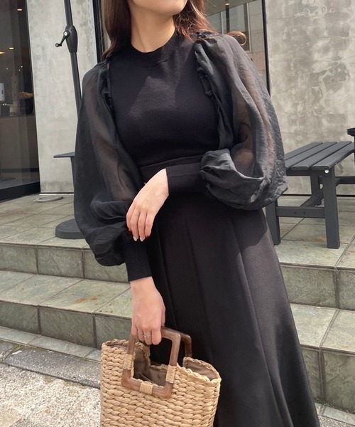 one after another NICE CLAUP（ワンアフターアナザーナイスクラップ）の「肌見せができるシアーボレロインナーセット（アンサンブル・レディース・アイボリー/ブラック/ブラウン系・FREE）」の5枚目の写真