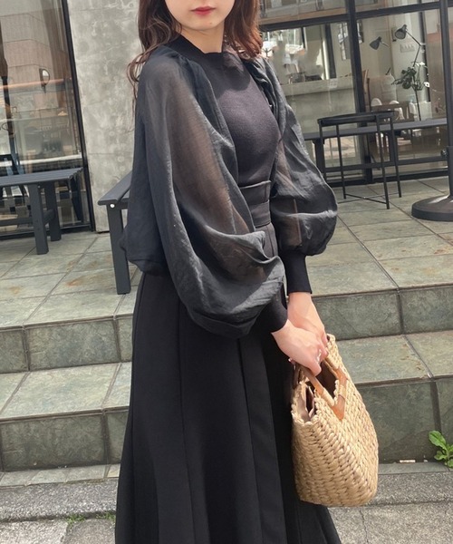 one after another NICE CLAUP（ワンアフターアナザーナイスクラップ）の「肌見せができるシアーボレロインナーセット（アンサンブル・レディース・アイボリー/ブラック/ブラウン系・FREE）」の6枚目の写真