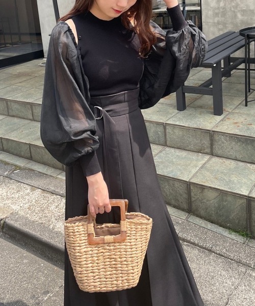 one after another NICE CLAUP（ワンアフターアナザーナイスクラップ）の「肌見せができるシアーボレロインナーセット（アンサンブル・レディース・アイボリー/ブラック/ブラウン系・FREE）」の7枚目の写真