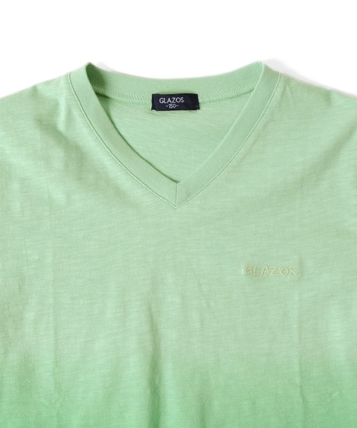 GLAZOS（グラソス）の「スラブ天竺・グラデーションプリント刺繍ロゴVネック半袖Ｔシャツ（Tシャツ/カットソー・キッズ・ブルー/オレンジ/グリーン・150cm/130cm/160cm/170cm/140cm）」の10枚目の写真