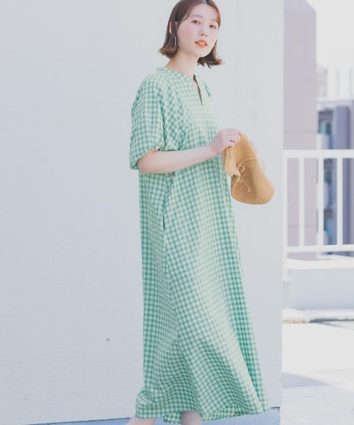 F by ROSSO（エフバイロッソ）の「F by ROSSO　ギンガムチェック5分袖ワンピース（ワンピース・レディース・ブルー系その他/ブラック/イエロー・36/38）」の5枚目の写真