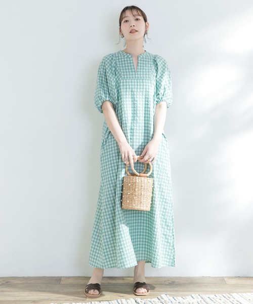 F by ROSSO（エフバイロッソ）の「F by ROSSO　ギンガムチェック5分袖ワンピース（ワンピース・レディース・ブルー系その他/ブラック/イエロー・36/38）」の14枚目の写真