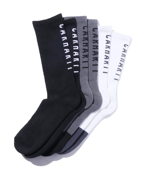 Carhartt（カーハート）の「Carhartt/カーハート Force Midweight Logo Crew Sock 3 Pack ロゴソックス 靴下 3足セット（ソックス/靴下・メンズ・ホワイト/ブラック/グレー・L）」の9枚目の写真