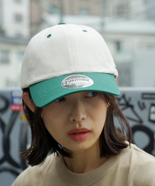 THRASHER（スラッシャー）の「GONZ 2TONE 6P CAP/スラッシャー帽子(キャップ）（キャップ・メンズ・ホワイト×グリーン/ホワイト×グレー/ホワイト×カーキブラウン・FREE）」の5枚目の写真