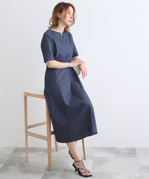 INDIVI（インディヴィ）の「◇デニム調フレアーワンピース（ワンピース 