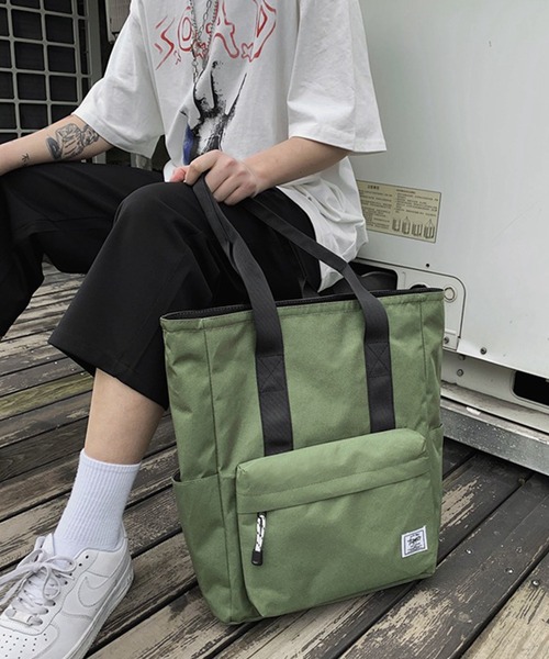 HOOK（フック）の「HOOK- 撥水加工キャンバストートバッグ（トートバッグ・メンズ・ホワイト/ブラック/ネイビー/カーキ・FREE）」の3枚目の写真