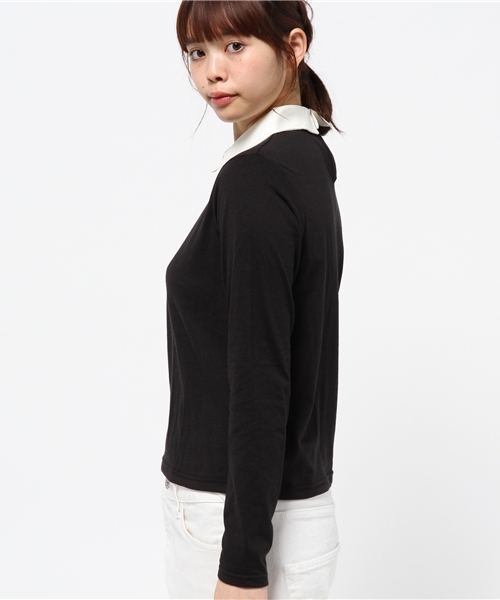 OUTLET（アウトレット）の「【who's who Chico】衿付キロンT（Tシャツ/カットソー・レディース・グレー/カーキ/ホワイト/ブラック・FREE）」の6枚目の写真