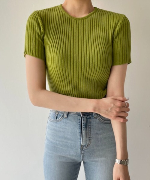 MANGROVE(マングローブ)の「バックカットアウトリブニットトップス(Tシャツ/カットソー・レディース・ブラウン/グリーン/ブラック・FREE)」の10枚目の写真