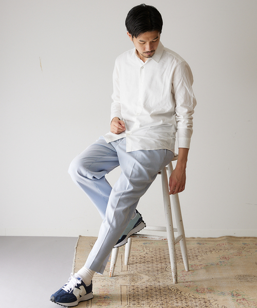 417 EDIFICE(フォーワンセブンエディフィス)の「【allery / アレリ―】リラックスシアサッカーパンツ(スラックス・メンズ・ホワイト/ブラック/ネイビー/サックスブルー・MEDIUM/LARGE/SMALL)」の22枚目の写真