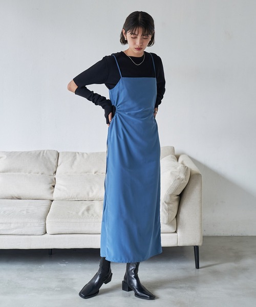 *Sportmax*カルタサテン キャミソールワンピース ピンク CARTA アシンメトリー配色サテンキャミワンピース キャミソール