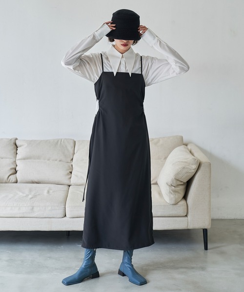 VACANCY(ヴァカンシー)の「サイドオープンサテンキャミワンピース(ワンピース・レディース・ブラック/ブルー/その他・FREE)」の6枚目の写真