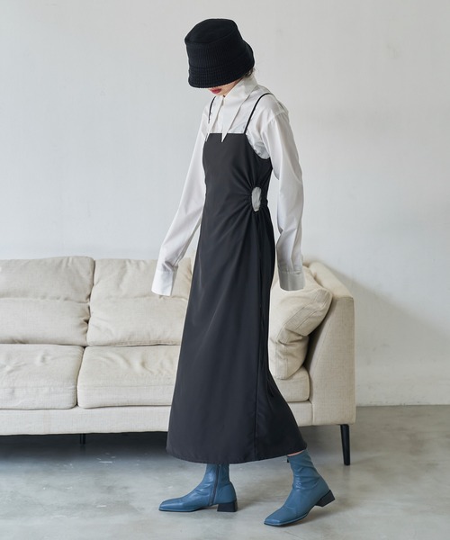 VACANCY(ヴァカンシー)の「サイドオープンサテンキャミワンピース(ワンピース・レディース・ブラック/ブルー/その他・FREE)」の9枚目の写真