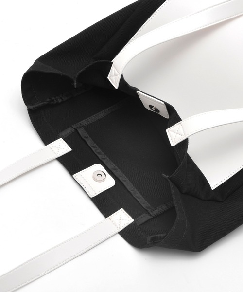 DEVICE+（デバイスプラス）の「DEVICE＋ フェイクレザーポケット キャンバストートバッグ（トートバッグ・レディース・ブラック系その他/アイボリー系・FREE）」の12枚目の写真