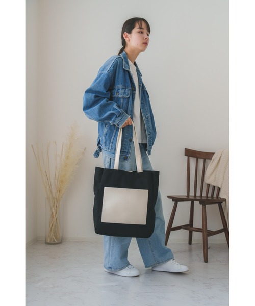 DEVICE+（デバイスプラス）の「DEVICE＋ フェイクレザーポケット キャンバストートバッグ（トートバッグ・レディース・ブラック系その他/アイボリー系・FREE）」の20枚目の写真