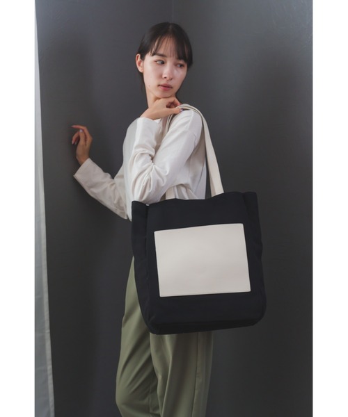 DEVICE+（デバイスプラス）の「DEVICE＋ フェイクレザーポケット キャンバストートバッグ（トートバッグ・レディース・ブラック系その他/アイボリー系・FREE）」の19枚目の写真