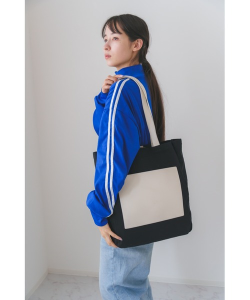 DEVICE+（デバイスプラス）の「DEVICE＋ フェイクレザーポケット キャンバストートバッグ（トートバッグ・レディース・ブラック系その他/アイボリー系・FREE）」の18枚目の写真