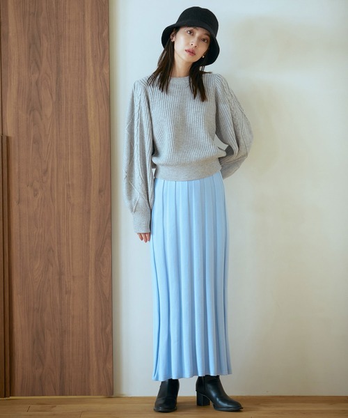 VIS（ビス）の「【洗える】ケーブルボリューム袖ニットプルオーバー【sustainable】（ニット/セーター・レディース・ブラック/グレー/ホワイト系その他/イエロー・FREE）」の19枚目の写真