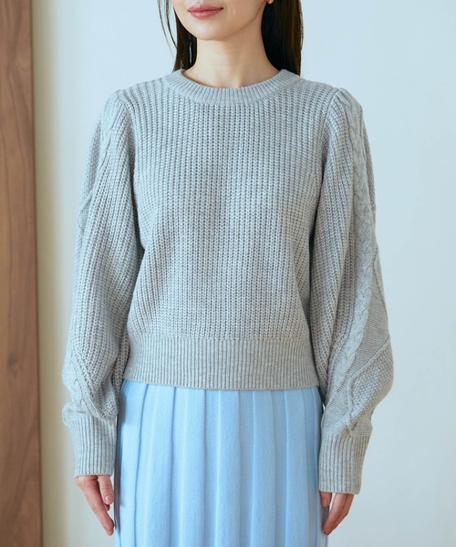 VIS（ビス）の「【洗える】ケーブルボリューム袖ニットプルオーバー【sustainable】（ニット/セーター・レディース・ブラック/グレー/ホワイト系その他/イエロー・FREE）」の20枚目の写真