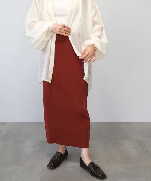 ＡＮＤＪ（アンドジェイ）の「【2022/AW】カットオフプリーツナロースカート（スカート・レディース・マスタード/ブラック/モスグリーン/アイボリー/テラコッタ・M）」の4枚目の写真