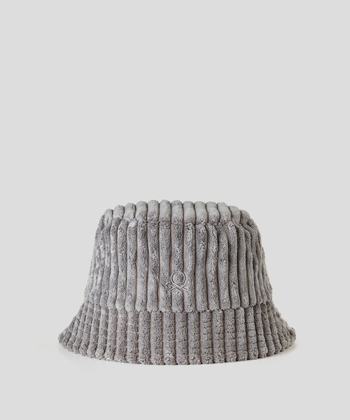 BENETTON (UNITED COLORS OF BENETTON)（ベネトンユナイテッドカラーズオブベネトン）の「キッズ刺繍ロゴ入りコーデュロイバケットハットB（ハット・キッズ・ホワイト/グレー・SMALL/MEDIUM）」の2枚目の写真