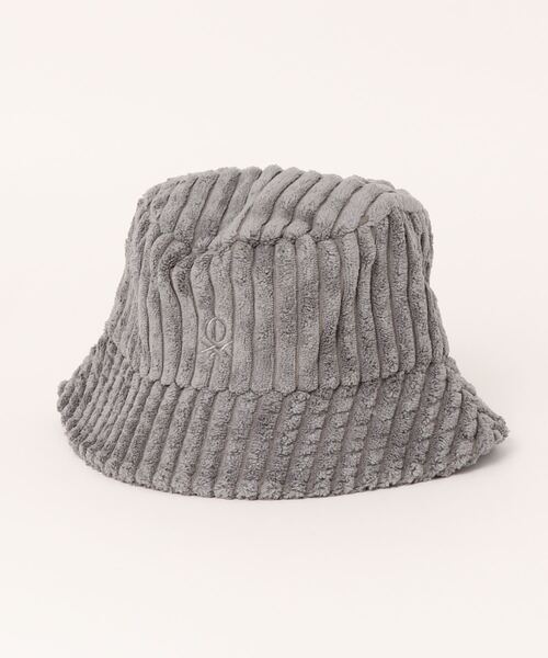 BENETTON (UNITED COLORS OF BENETTON)（ベネトンユナイテッドカラーズオブベネトン）の「キッズ刺繍ロゴ入りコーデュロイバケットハットB（ハット・キッズ・ホワイト/グレー・SMALL/MEDIUM）」の4枚目の写真
