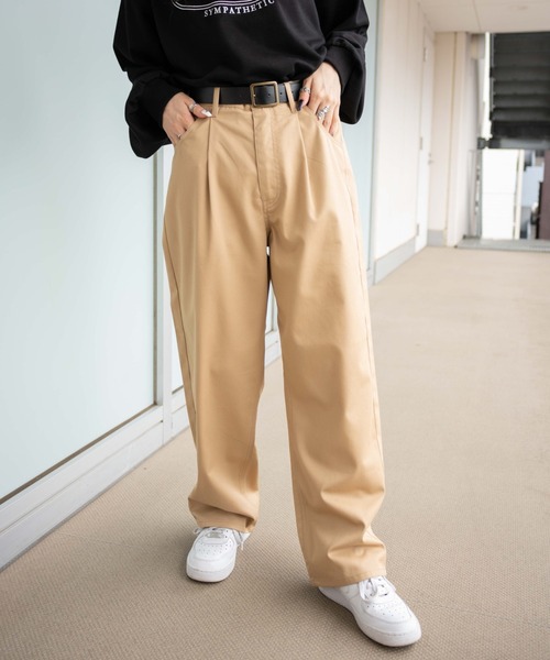 WEGO(ウィゴー)の「WEGO/ベルト付きタックワイドチノパンツ(チノパンツ・レディース・ブラック/ベージュ・FREE)」の7枚目の写真