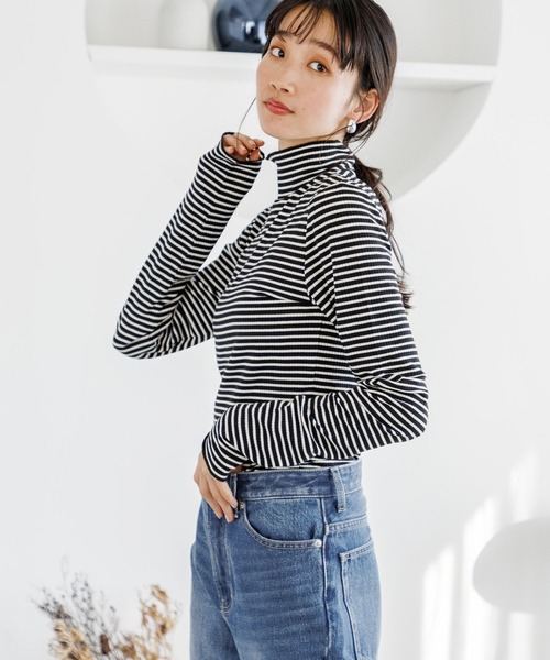 LOWRYS FARM(ローリーズファーム)の「ボーダータートル 167936(Tシャツ/カットソー・レディース・オフホワイト/ブラウン/グリーン/ベージュ/ブラック/ブラウン系その他・FREE)」の20枚目の写真