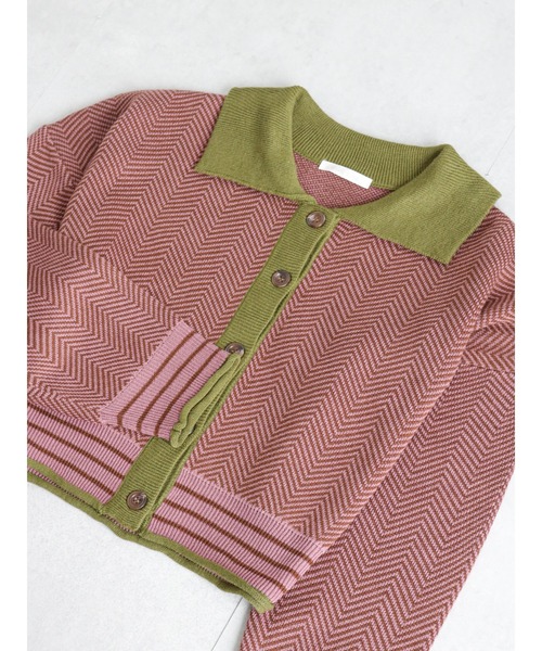 ehka sopo（エヘカソポ）の「ヘリンボーンカーディガン（カーディガン/ボレロ・レディース・ブラウン/グリーン/ブラック・ﾌﾘ-）」の3枚目の写真