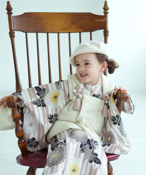 七五三　3歳　着物　被布　ウタタネ レンタル】七五三 3歳 着物 utatane 女の子 日本製レース 被布