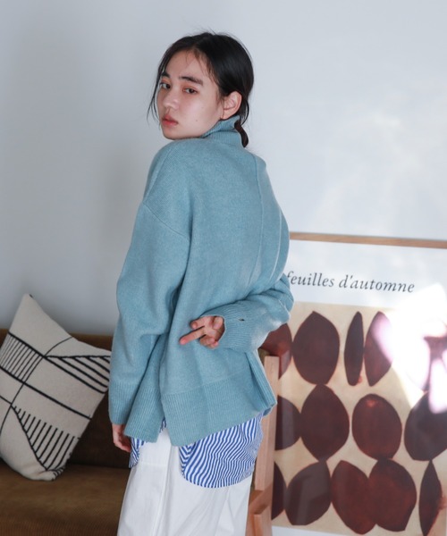 feepur（フェピュール）の「【ハンドウォッシャブル】もちもちハイネックチュニックニット（ニット/セーター・レディース・ピンク/ベージュ/グレー/ブルー/ブラック・MEDIUM）」の15枚目の写真