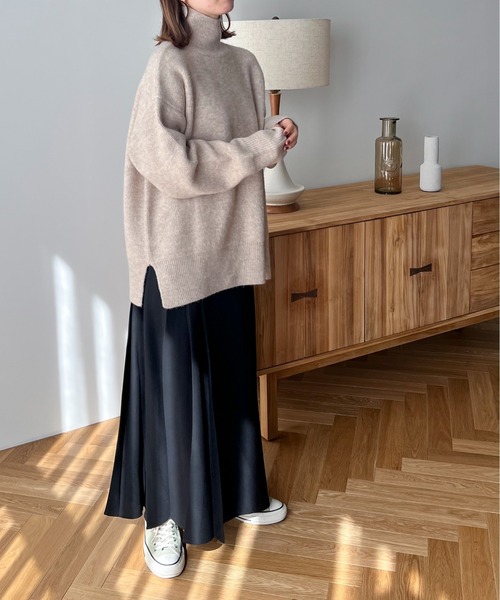 feepur（フェピュール）の「【ハンドウォッシャブル】もちもちハイネックチュニックニット（ニット/セーター・レディース・ピンク/ベージュ/グレー/ブルー/ブラック・MEDIUM）」の17枚目の写真