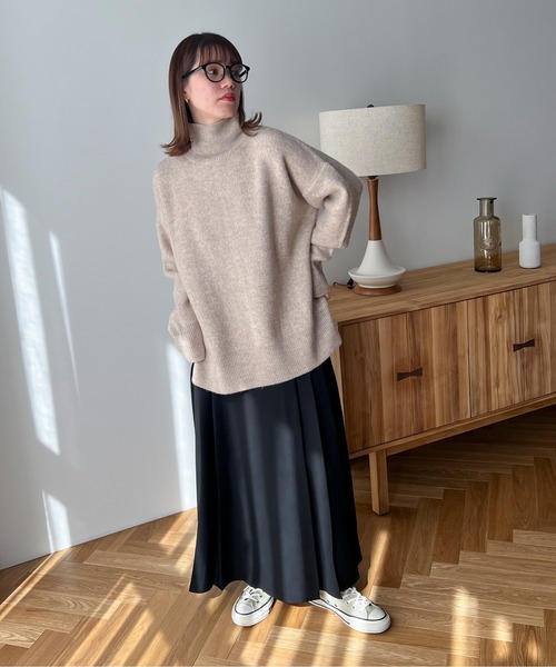 feepur（フェピュール）の「【ハンドウォッシャブル】もちもちハイネックチュニックニット（ニット/セーター・レディース・ピンク/ベージュ/グレー/ブルー/ブラック・MEDIUM）」の20枚目の写真