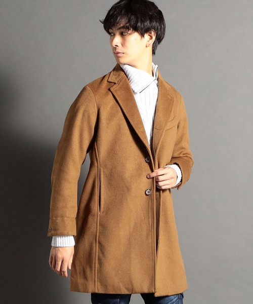 HIDEAWAYS NICOLE（ハイダウェイニコル）の「ハイブリットビーバーメルトンチェスターコート（チェスターコート・メンズ・ネイビー/ベージュ/チェック/ライトグレー・MEDIUM/LARGE/X-LARGE）」の3枚目の写真