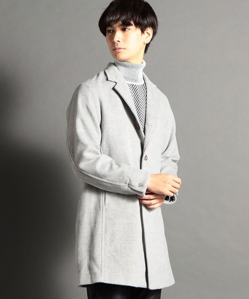 HIDEAWAYS NICOLE（ハイダウェイニコル）の「ハイブリットビーバーメルトンチェスターコート（チェスターコート・メンズ・ネイビー/ベージュ/チェック/ライトグレー・MEDIUM/LARGE/X-LARGE）」の7枚目の写真