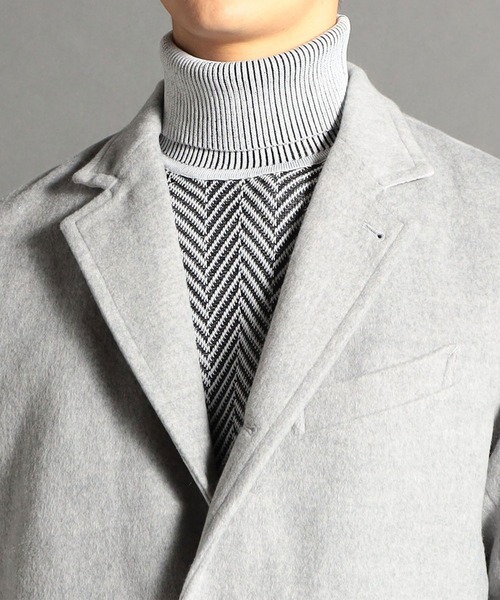 HIDEAWAYS NICOLE（ハイダウェイニコル）の「ハイブリットビーバーメルトンチェスターコート（チェスターコート・メンズ・ネイビー/ベージュ/チェック/ライトグレー・MEDIUM/LARGE/X-LARGE）」の10枚目の写真