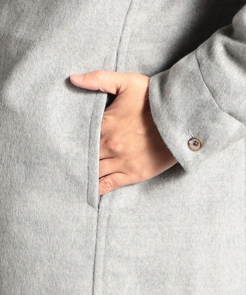 HIDEAWAYS NICOLE（ハイダウェイニコル）の「ハイブリットビーバーメルトンチェスターコート（チェスターコート・メンズ・ネイビー/ベージュ/チェック/ライトグレー・MEDIUM/LARGE/X-LARGE）」の13枚目の写真