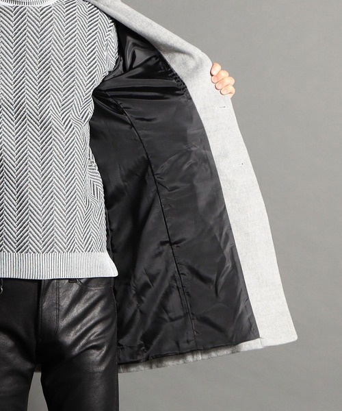 HIDEAWAYS NICOLE（ハイダウェイニコル）の「ハイブリットビーバーメルトンチェスターコート（チェスターコート・メンズ・ネイビー/ベージュ/チェック/ライトグレー・MEDIUM/LARGE/X-LARGE）」の17枚目の写真