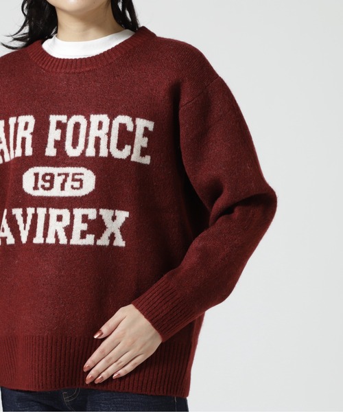 AVIREX（アヴィレックス）の「JACQUARD LOGO KNIT TOPS/ ジャガードロゴニットトップス（ニット/セーター・レディース・グレー/レッド/ネイビー・M/S）」の8枚目の写真