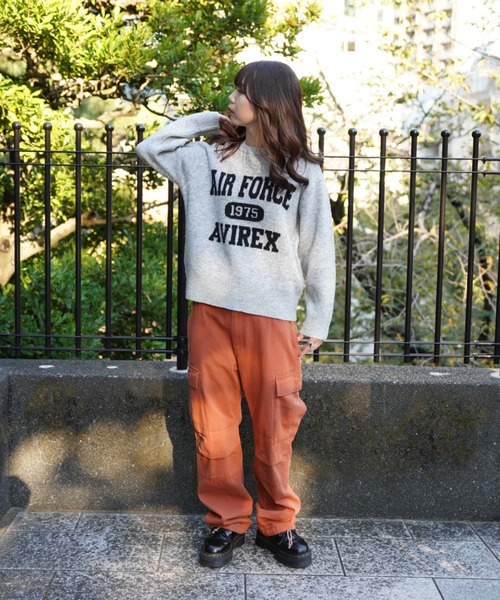 AVIREX（アヴィレックス）の「JACQUARD LOGO KNIT TOPS/ ジャガードロゴニットトップス（ニット/セーター・レディース・グレー/レッド/ネイビー・M/S）」の11枚目の写真