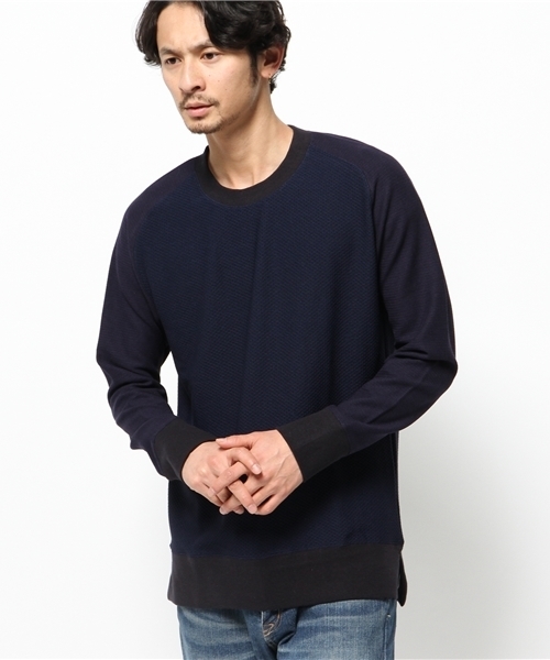 417 EDIFICE(フォーワンセブンエディフィス)の「◇ジャガードハニカム クルーネックスウェット(スウェット・メンズ・ブラック/ホワイト/ネイビー・MEDIUM/SMALL/LARGE)」の3枚目の写真