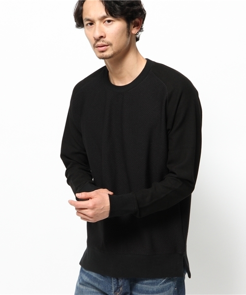 417 EDIFICE(フォーワンセブンエディフィス)の「◇ジャガードハニカム クルーネックスウェット(スウェット・メンズ・ブラック/ホワイト/ネイビー・MEDIUM/SMALL/LARGE)」の2枚目の写真