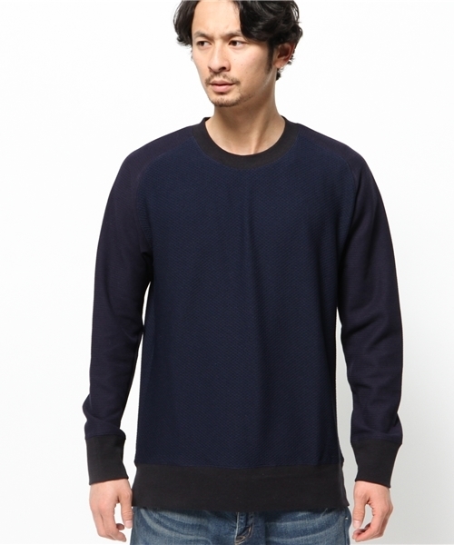 417 EDIFICE(フォーワンセブンエディフィス)の「◇ジャガードハニカム クルーネックスウェット(スウェット・メンズ・ブラック/ホワイト/ネイビー・MEDIUM/SMALL/LARGE)」の4枚目の写真