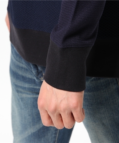 417 EDIFICE(フォーワンセブンエディフィス)の「◇ジャガードハニカム クルーネックスウェット(スウェット・メンズ・ブラック/ホワイト/ネイビー・MEDIUM/SMALL/LARGE)」の8枚目の写真