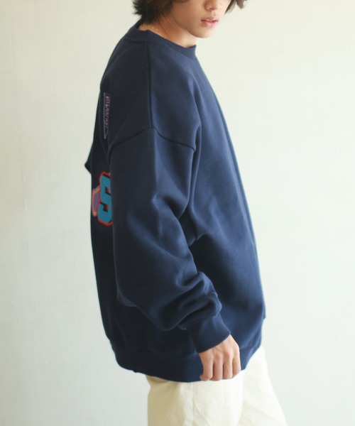 WESTSEA(ウエストシー)の「ヘビーウエイト サガラワッペン刺繍 ビッグシルエットスウェット(スウェット・メンズ・ネイビー/ダークグリーン/ブラック/オフホワイト・M/L)」の6枚目の写真