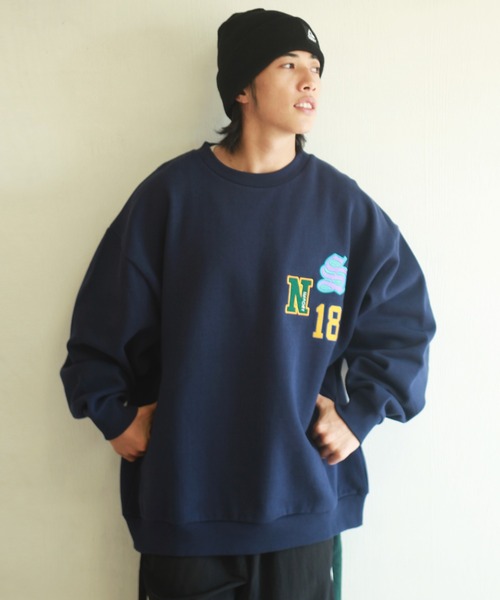 WESTSEA(ウエストシー)の「ヘビーウエイト サガラワッペン刺繍 ビッグシルエットスウェット(スウェット・メンズ・ネイビー/ダークグリーン/ブラック/オフホワイト・M/L)」の8枚目の写真