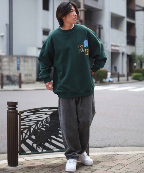 WESTSEA(ウエストシー)の「ヘビーウエイト サガラワッペン刺繍 ビッグシルエットスウェット(スウェット・メンズ・ネイビー/ダークグリーン/ブラック/オフホワイト・M/L)」の13枚目の写真