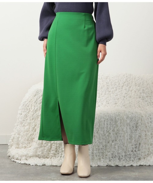 CHILLE（チル）の「ポンチタイトスリットスカート（スカート・レディース・ブラウン/グリーン/ブラック・FREE）」の3枚目の写真