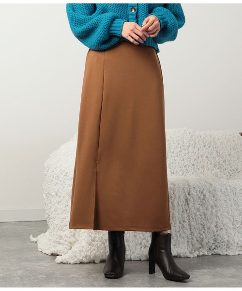 CHILLE（チル）の「ポンチタイトスリットスカート（スカート・レディース・ブラウン/グリーン/ブラック・FREE）」の6枚目の写真