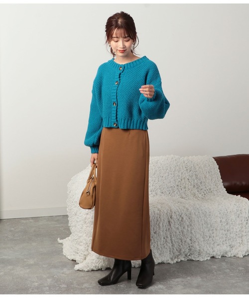 CHILLE（チル）の「ポンチタイトスリットスカート（スカート・レディース・ブラウン/グリーン/ブラック・FREE）」の4枚目の写真